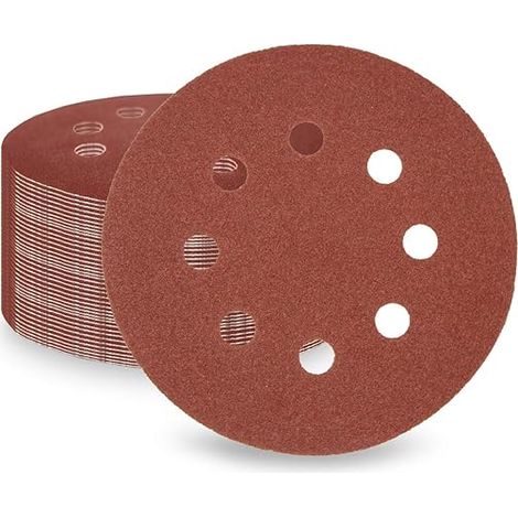 120 Grain Feuilles abrasives 50pcs, 125mm 5 pouces 8 trous Disques abrasifs pour ponceuse orbitale et tous les outils oscillants (120 x 50pcs) (1/5)