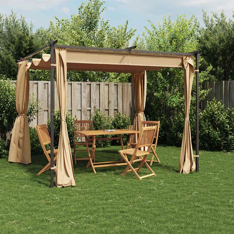 Tonnelle avec rideaux 3x3 m Taupe Acier (1/5)