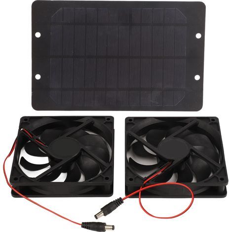 Solarbetriebener Doppellüfter aus Silikonkunststoff, 10 W, 12 V, 2 A, tragbar für den Außenbereich, z. B. für Hühnerstall, Gewächshaus, Wohnmobil, Auto (1/5)