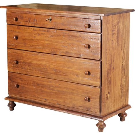 Country -style solid lime wood, walnut finish  W114xDP49xH99 cm sized tallboy . Made in Italy