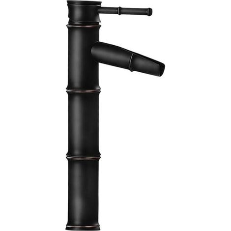 Bathroom Single Handle Faucets Modern Single Hole Bathroom Lavatory Vessel Sink Faucet, robinet d'eau chaude et à eau froideo, (Noir, 3A) (1/5)