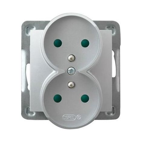Impresja Doppelsteckdose mit/mit Jalousien silber GP-2YRZP/m/18