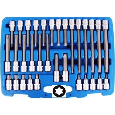 KIT 32 PZ INSERTI INSERTO TORX CHIAVI BUSSOLA 1/2 LUNGHE AUTO MECCANICO T20-T70 344sa