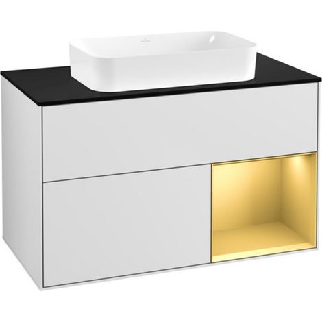 V&B Waschtischunterschrank Wandbeleuchtung Finion 100x60,3 cm, Reg re gol m, wh. m lacquer (1/2)