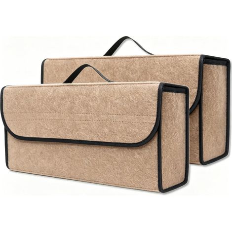 Kofferraum Organizer Filz 2er Set 50x24x17cm, faltbar, mit Einlegeplatte, Klettband