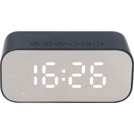 Réveil Radio Portable avec Bluetooth, Contrôle de Luminosité, Double Alarme et Haut-parleur pour Bureau Maison Noir