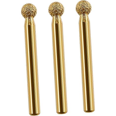Lot de 3 fraises diamantées sphériques pour le meulage de céramique et de pierres à sculpter.-8mm (1/5)