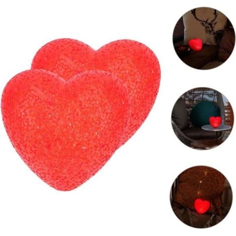2 Pièces 8CM Veilleuse Riz En Forme De Coeur Mini Lampe De Bureau Décoration De Table Coeur De Mariage Veilleuse Menée Mini Lampe (1/4)