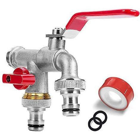 3/4' Pouce (20/27) Robinet D'eau En Laiton Double De Qualit Suprieure, Rsistant La Rouille Et Au Gel + 2x Raccords De Tuyau Gratuits Pour Jard (1/3)