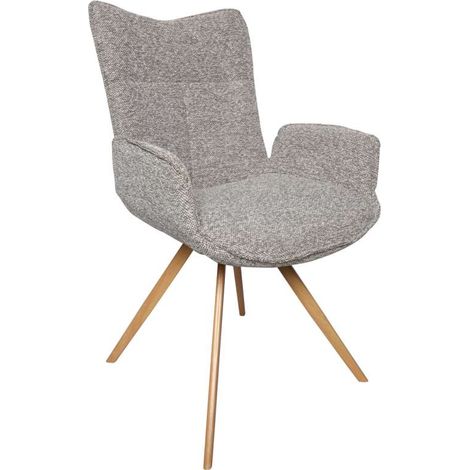 Pack de 2 sillas comedor MIREIA de 57,5x56,5x91 cm, tejido gris con patas metálicas imitación madera (1/4)