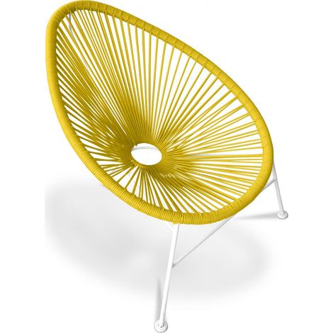 Acapulco Stuhl - Stuhlbeine Weiß Gelb - Stahl, Synthetisches Rattan, Metall, Kunststoff