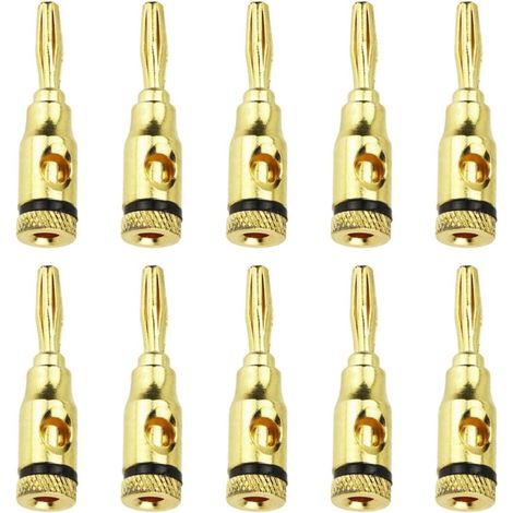 24 Fiches Bananes Plaquées Or en Alliage 4mm, Résistance Élevée la Température, eurs Stables pour Câbles Audio et Fils de Haut-Parleur, Lot de 24 Pièces (1/5)