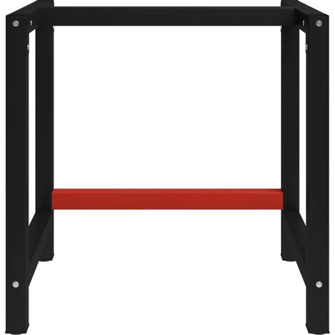 Cadre de banc de travail Métal 80x57x79 cm Noir et rouge (1/5)