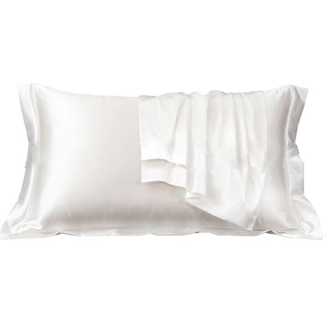 Taie d'oreiller en satin de soie, taie d'oreiller unie, lot de 2, taie d'oreiller en soie douce (1/5)