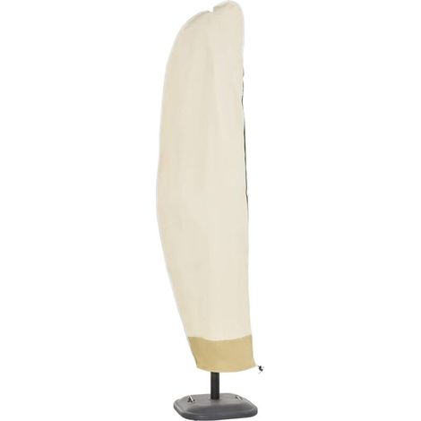 Housse de Protection imperméable pour Parasol déporté avec Fermeture éclair et Cordon de Serrage Tissu Oxford avec revêtement PVC étanche Beige （26530/50/40cm）