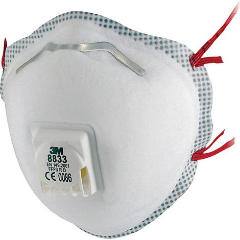 Masque de protection respiratoire 8833SV FFP3/V R D avec valve d'expiration 3M (Par 5) (1/3)