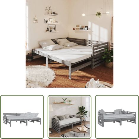 Canapé-lit - Lit coulissant sans matelas gris 2x(90x200) cm (1/5)