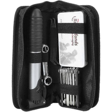 Pompe à vélo multifonction de 40 cm avec kit d'outils de réparation de pneus et sac de rangement - Utilisation en toutes saisons (1/5)