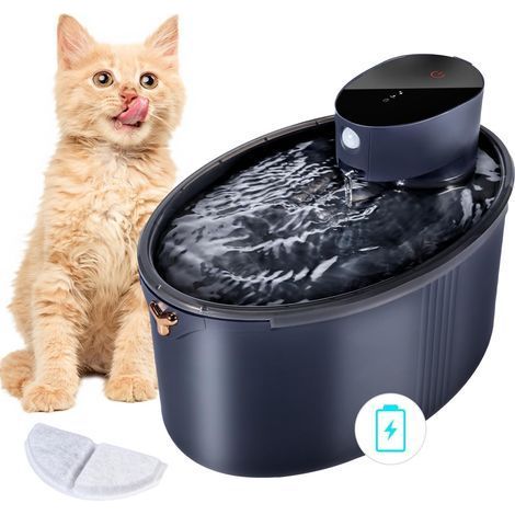 2,5-Liter-Katzenbrunnen – Bewegungssensor, 4000-mAh-Akku, geräuschlos, Schwarz (1/5)