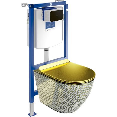 VILLEROY&BOCH WC Set mit Vorwandelement, Wand-WC und Spülknopf (1/5)