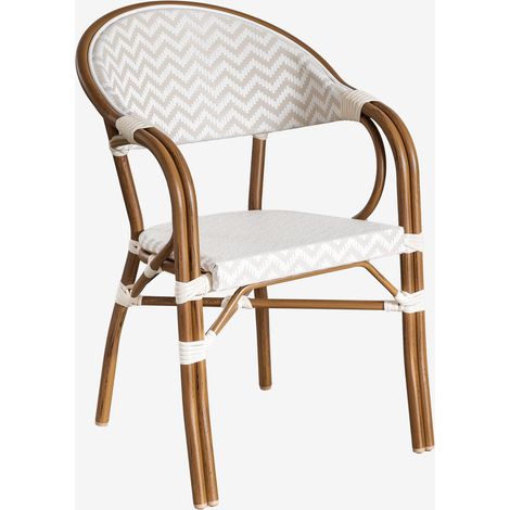 SKLUM 4er-Pack Brielle Bistro stapelbare Esszimmerstühle aus Aluminium mit Armlehnen Beige Nude - Gardenia Weiß