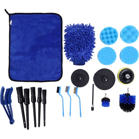 Kit de nettoyage auto 21 pièces, brosses pour roues et pneus en PP, embout hexagonal universel pour carrelage (1/5)