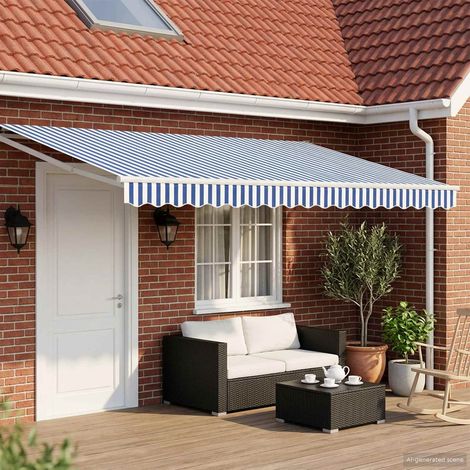 Toldo retráctil Azul y  4 x 2 m 100% Poliéster y Aluminio