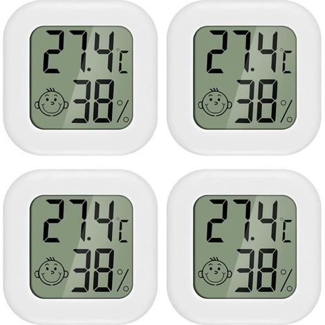 Set di 4 mini termometri e igrometri LCD per interni, adatti a camerette per bambini, stanze per anziani, ecc. (1/4)