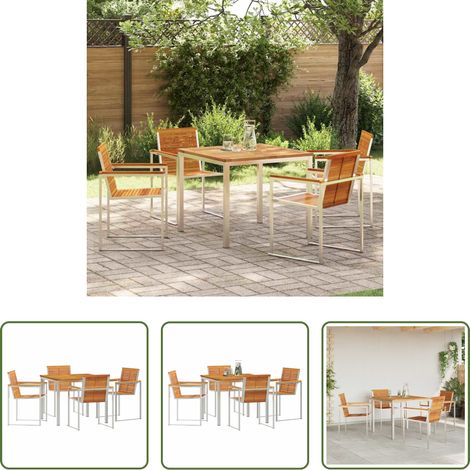 Salle à manger extérieur - Ensemble de salle à manger pour jardin 5 pcs Marron (1/5)