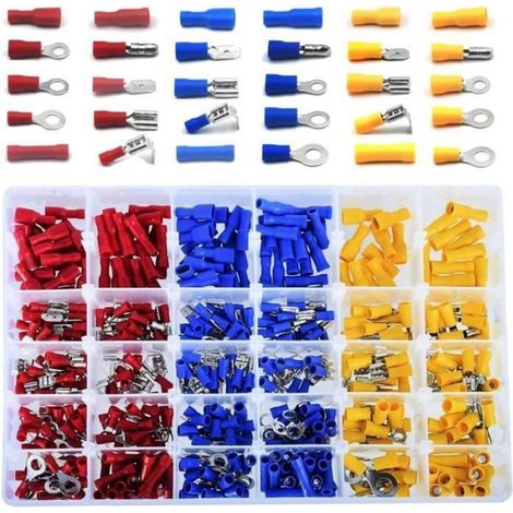 Cosses À Sertir - Kit Complet 480 Pièces avec Anneaux M4 M5 M6 M8 Rondes Mâles/Femelles Plats 250 et Épissures - Pour Réparation Électrique Automobile et Atelier (1/4)