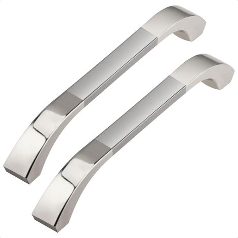 Lot de 6 poignées de porte de placard argentées de 128 mm, poignées de porte de placard gris clair modernes, poignées de placard de salle de bain en alliage de zinc, poignées de tiroir pour meubles de (1/5)