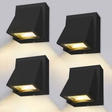 Wall Sconce - 4 Pieces, 5W LED Outdoor/Indoor Wall Sconce, Warm White 3000K IP65 Outdoor Wall Light for Bedroom, Living Room, Bathroom, Black (1/3)