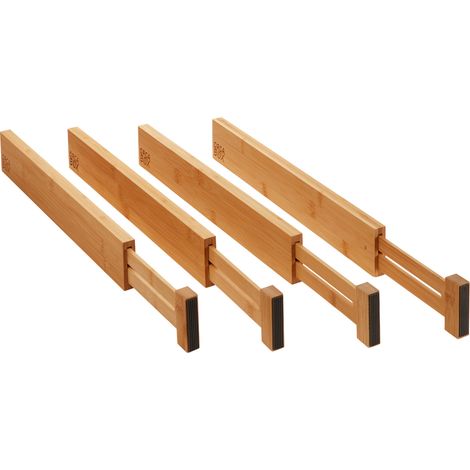 4-teiliges ORGA-BOX Bambus Schubladen Trennsystem 430 - 556 mm Schubladentrenner, Schubladenteiler mit Federmechanismus (1/5)