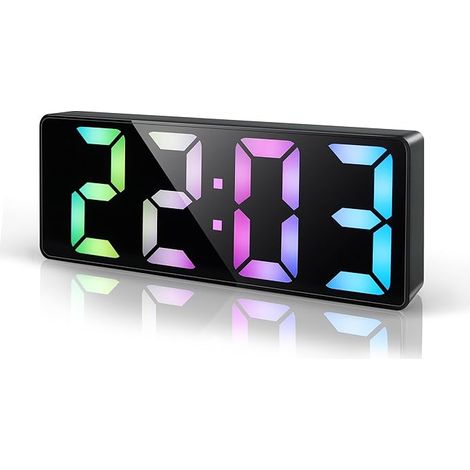 Reloj despertador digital con ajustes de temperatura, fecha y brillo. (1/5)