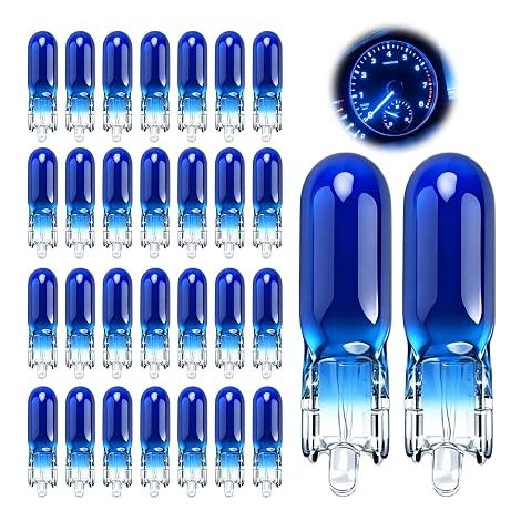 30pcs T5 12V 1.2W Halogen Dashboard Light Bulbs Blue (1/5)