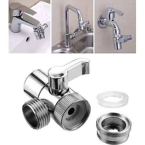 Adaptateur de robinet avec aérateur, connecteur de robinet d'eau, répartiteur d'évier de cuisine, vanne de dérivation pour pommeau de douche (1/5)