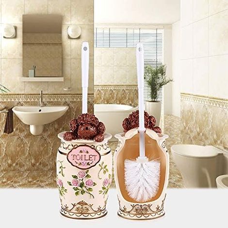 ZOLGINAH Brosse De Toilette Ensemble Brosse De Sol Ménage Créatif Brosse De Toilette Brosse À Long Manche Brosse De Toilette Porte-Brosse De Toilette, Brosse De Toilette Ourson