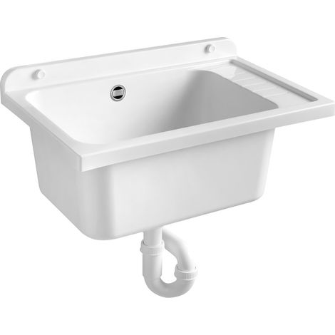 Évier pour meuble 58x38cm, plastique, blanc (1/5)