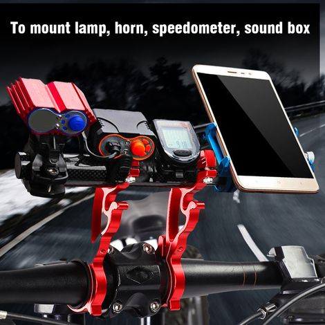 Support de rallonge de guidon pour vélo, compatible avec lampes GPS/phares/appareils photo (rouge) (1/5)