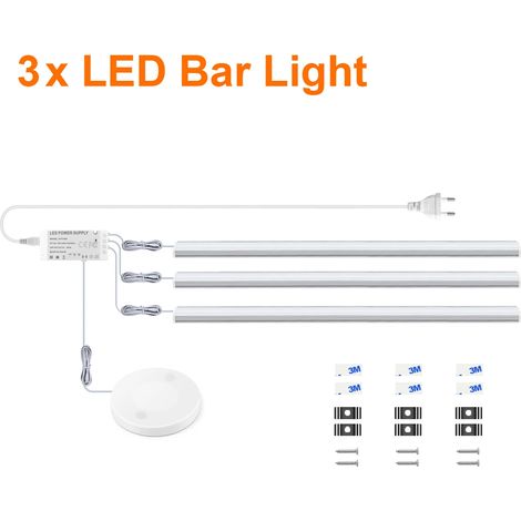 (3 lampes LED pour meubles, lumière chaude, 30 cm) (permet de traverser les panneaux de bois) Capteur de présence/de mouvement/interrupteur tactile (1/5)