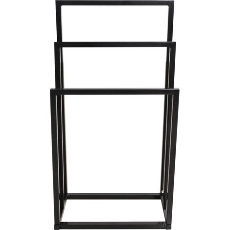 Toallero de pie de 3 niveles en metal negro 45 x 22 x 86 cm (1/5)