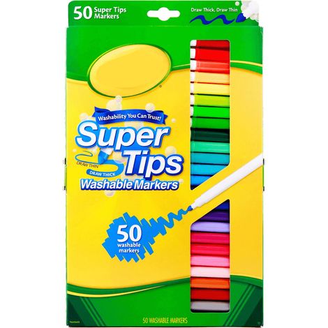 Lot de 50 feutres lavables, tige fine longue durée, kit de dessin artistique coloré pour enfants maternelle (1/5)