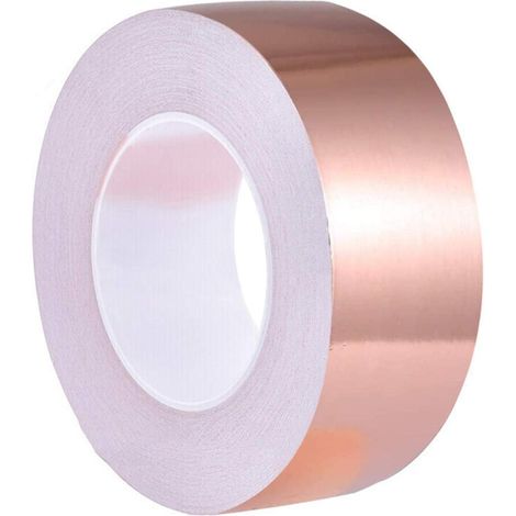 Ruban de cuivre, Ruban de cuivre anti-limaces, Feuille de cuivre - Multifonctionnel, Connexion métallique - 25 mm x 50 m x 0,05 mm (1/5)