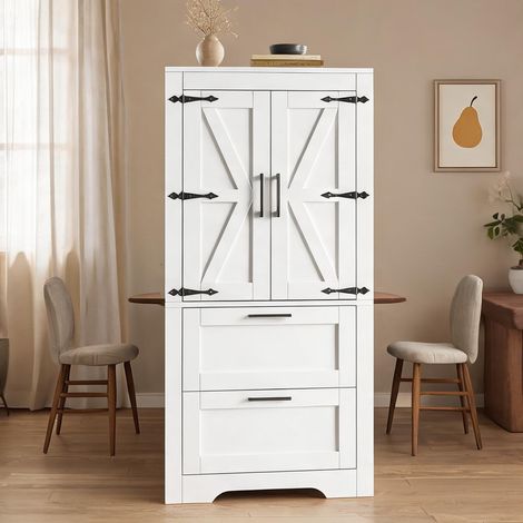 Buffet coloris blanc en MDF 60 x 30 x 128 cm (1/5)