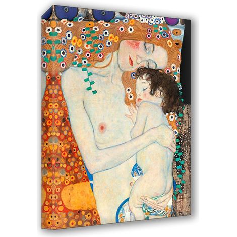 Lupia - Quadro su Tela il Meglio dell'Arte, 50x70 cm LA MATERNITA - KLIMT, Riproduzione d'Arte su Tela, Montato su Telaio in Legno 3 cm, Made in Italy (1/4)