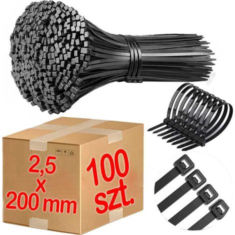 Fascette per cavi 2,5 x 200 mm - 100 pezzi.