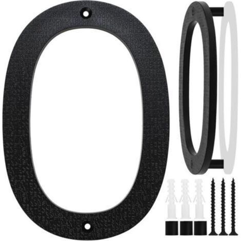 Grand numéro de maison noir de 20 cm, panneau en plastique ABS à effet 3D flottant pour rue ou porte, idéal pour les bureaux, les boîtes aux lettres et les garages (numéro 0). (1/4)