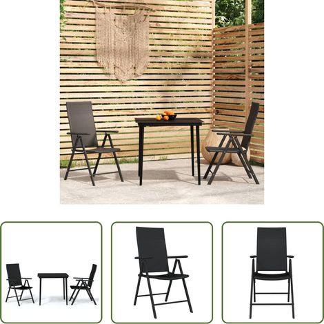 vidaXL Chaises de jardin - Ensemble à manger de jardin 3 pcs Noir (1/5)