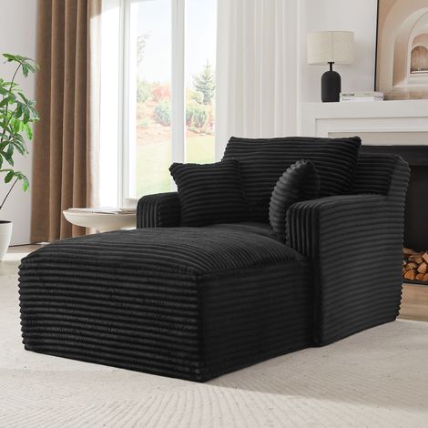 Canapé convertible chaise longue relax en tissu velours côtelé, design contemporain, livré assemblé, parfait pour séjour, bureau ou studio. (1/5)