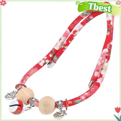Tbest Collier de lapins Collier réglable de collier de décoration de coton de animalerie jouet Cloche de dessin animé rouge S (1/5)